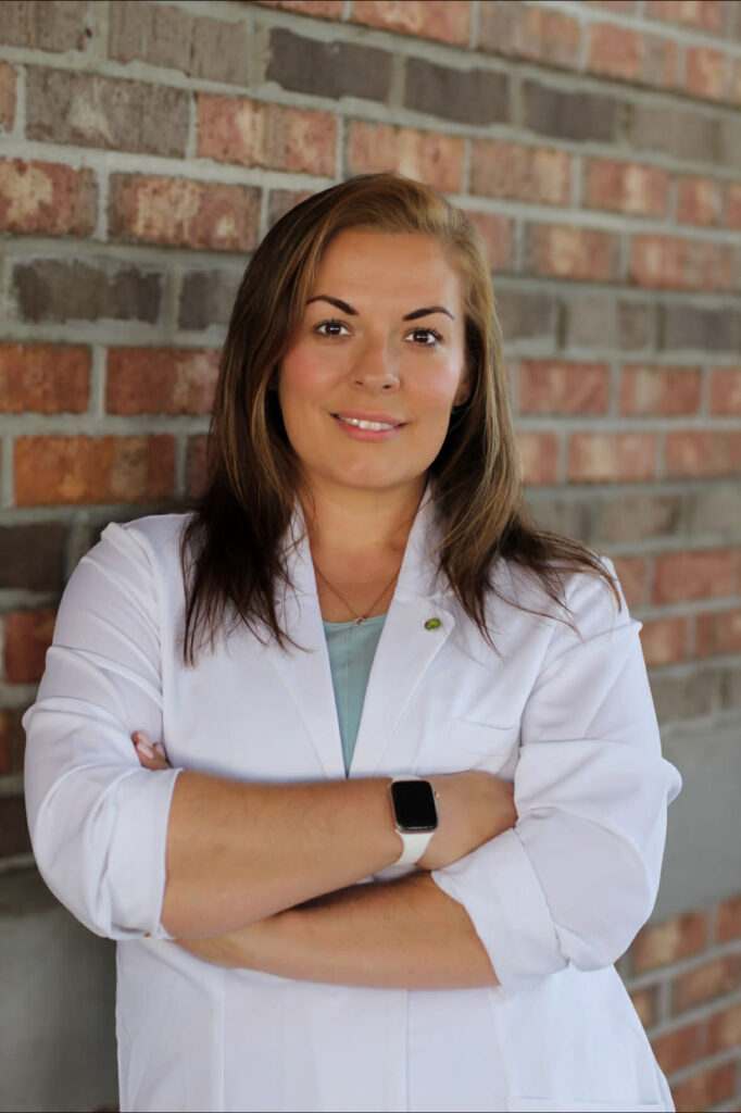 jenelle armscrossed labcoat